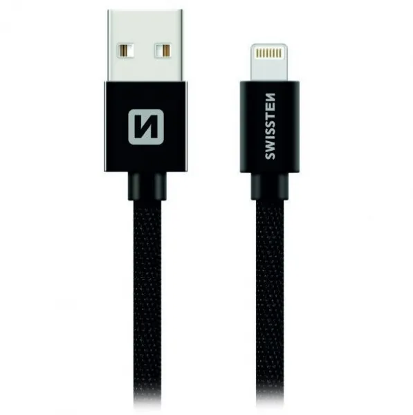 Swissten Data kabl Textile USB 2.0 type A/Lightning 1.2m Black