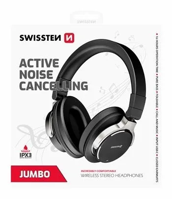 Swissten Slušalice Jumbo Wireless Stereo Bluetooth With Active Noise Cancelling - Black