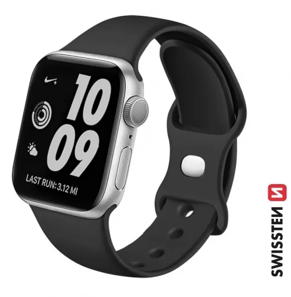 Swissten Silicone band for Apple watch, black (42, 44, 45, 49) mm